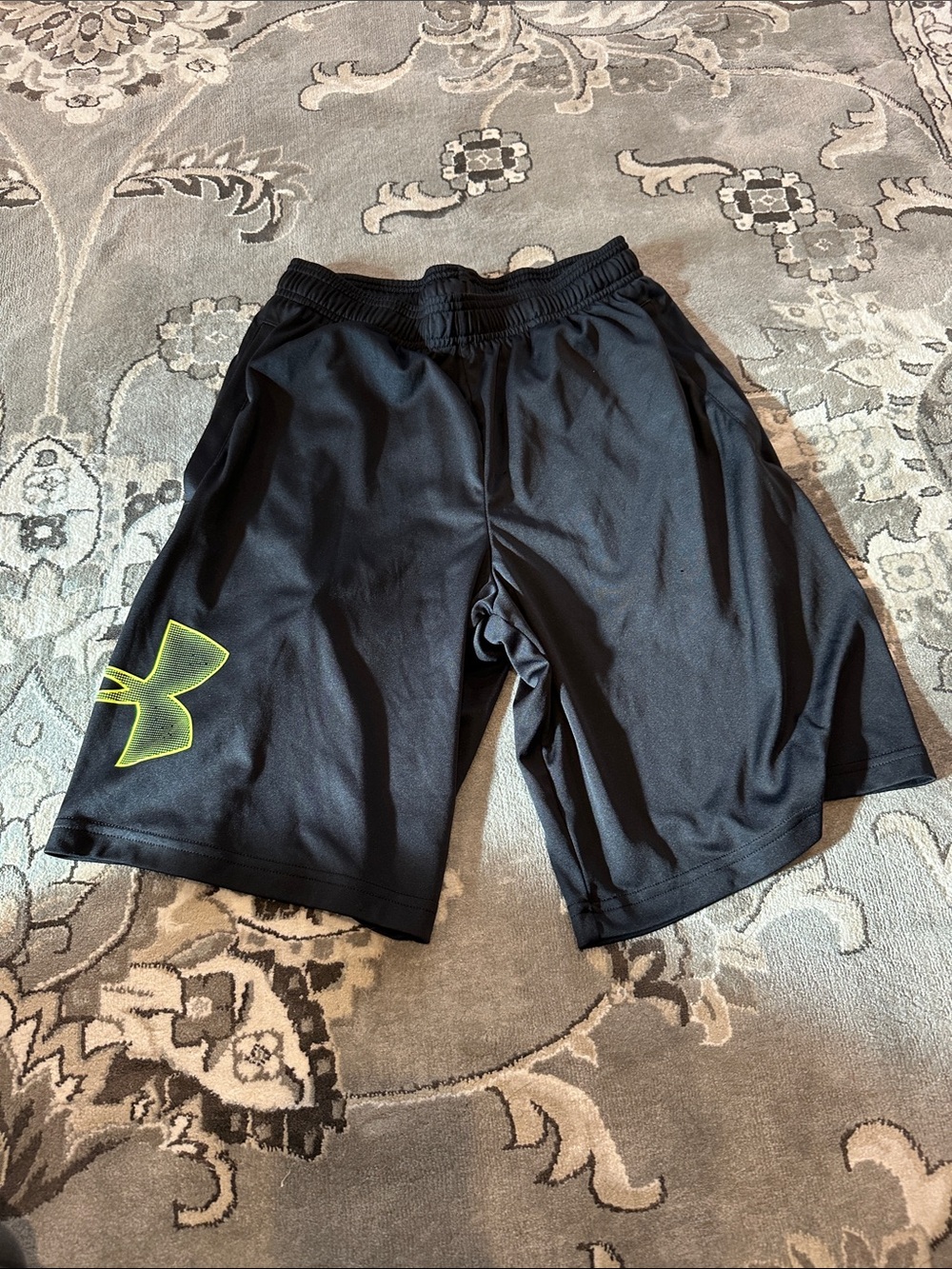 Under Armour Men’s Small Black Athletic Shorts with Neon Green Logo
